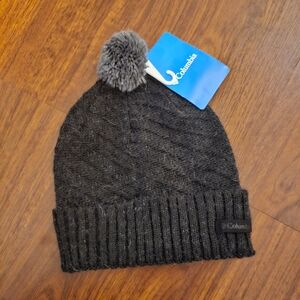 Columbia Black Knit Beanie with Pom